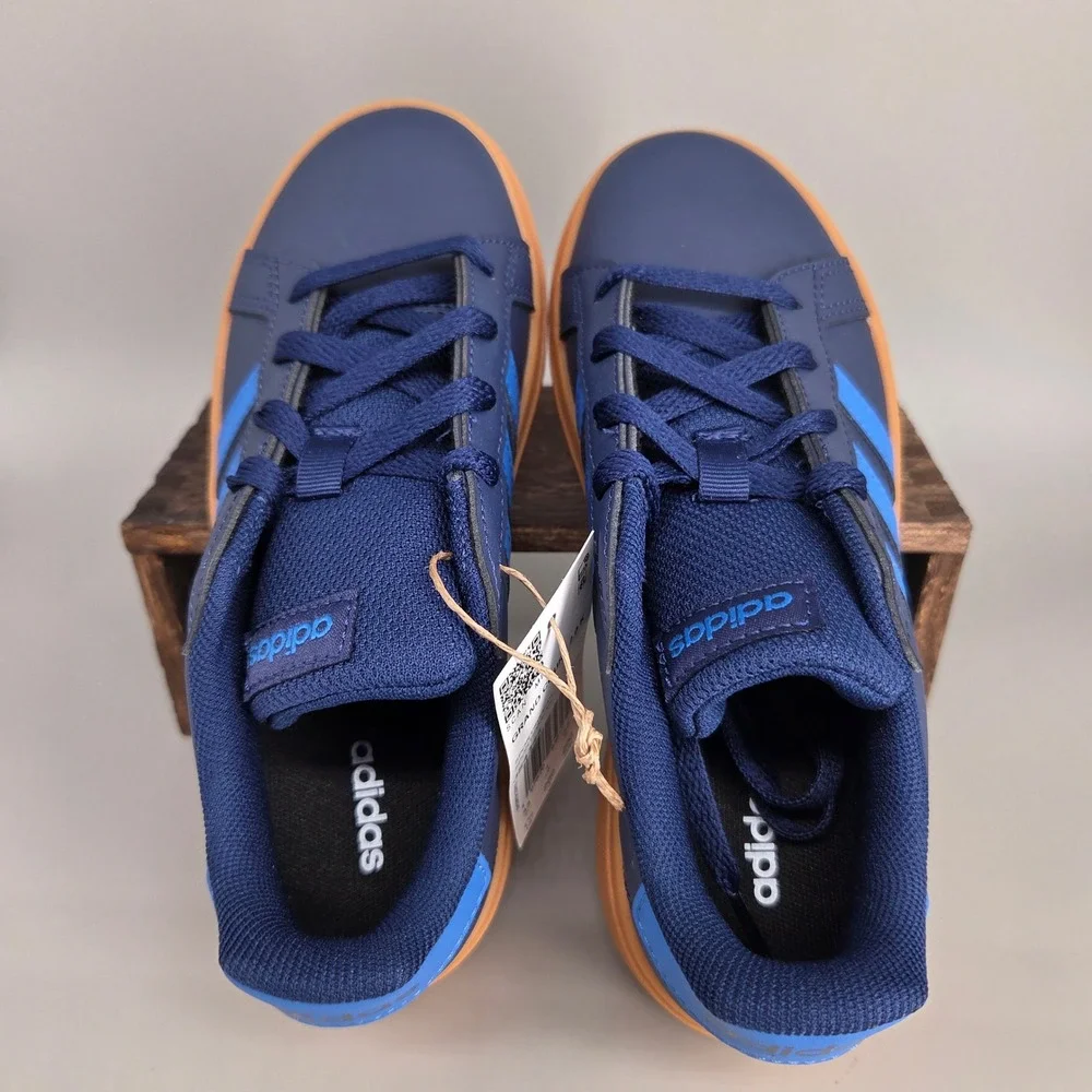 Adidas Grand Court 2.0 K Kids 1.5 Navy Blue Gum Sole Sneakers JS4344 Sporty